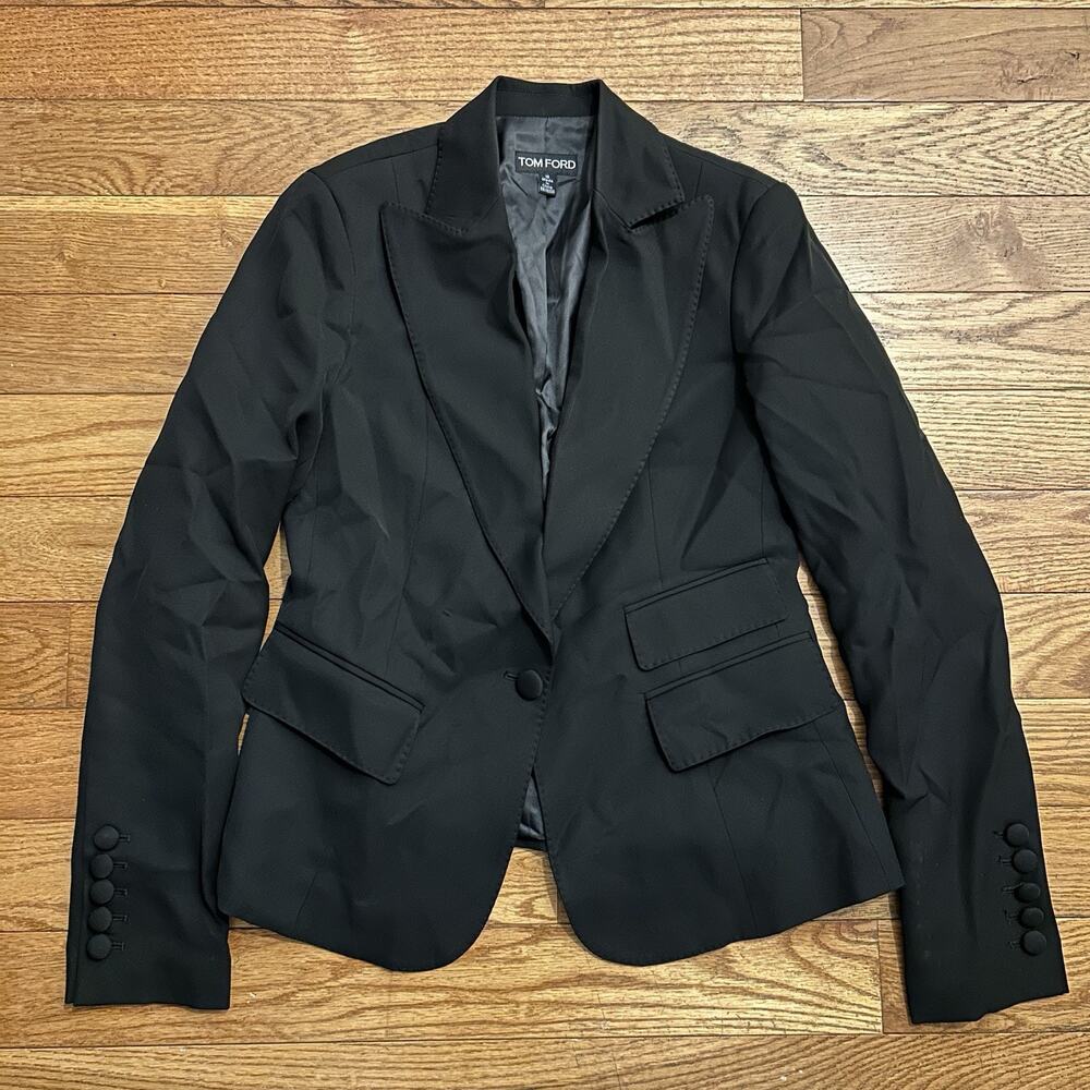Tom Ford Black Women’s Blazer Single Button Suit Jacket Preppy Event Size 10